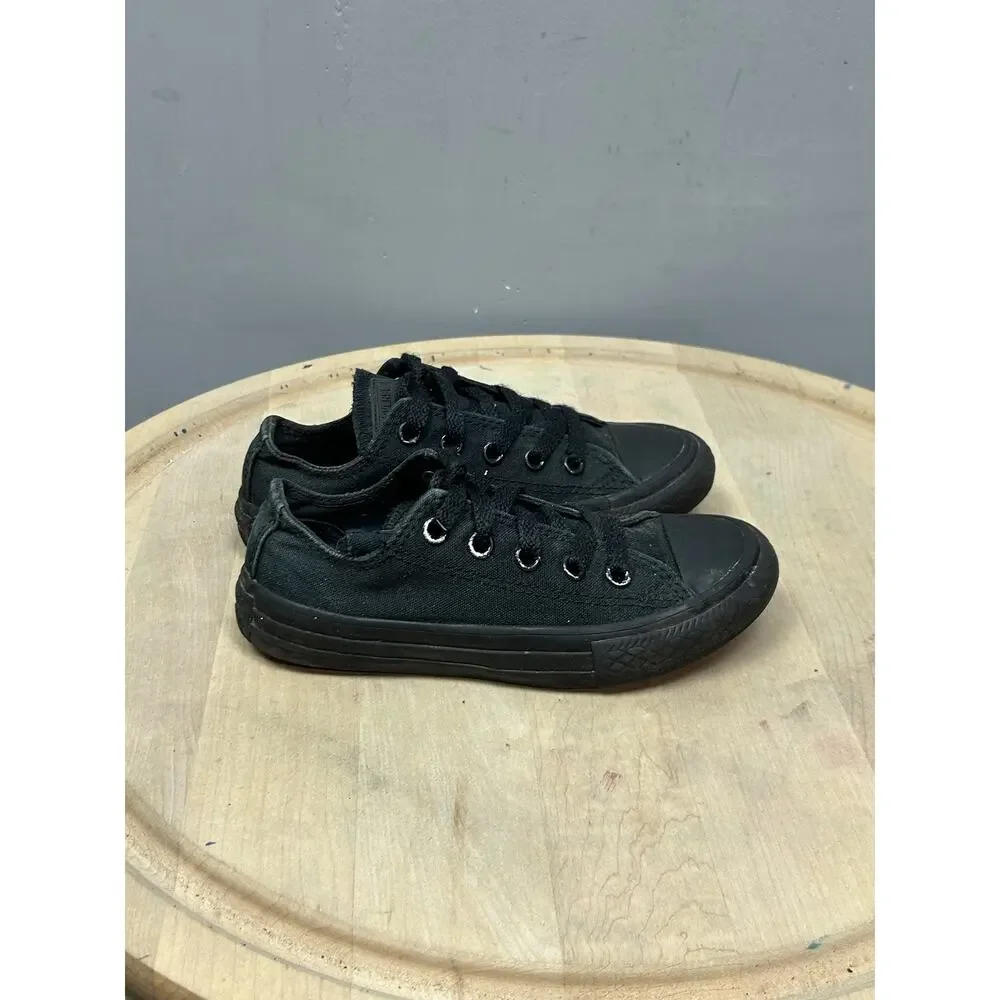 Converse All Star Shoes Youth Size 11 Black Low Top Canvas Sneakers Lace Up